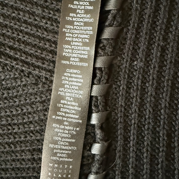 White House Black Market Black Faux Fur-Trim Sleeveless Knit Vest - Picture 10 of 13